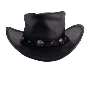 Minnetonka Buffalo Nickel Outback Cowboy Hat Size Medium Black Suede Leather